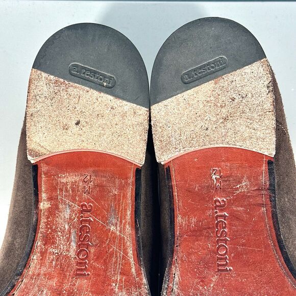 A Testoni Basic Oxford Dress Shoes Brown Suede Leather Mens Size 12 Lace Up - Picture 14 of 16